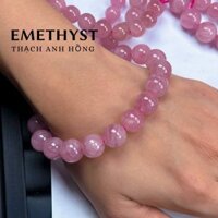 Vòng tay  T.anh hồng đậm đẹp mịn hàng kiểm định size 10mm kèm hộp