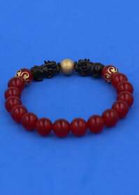 Vòng tay Thạch Anh Đỏ size 8 ly, 10 ly, 12 ly - Vòng tay Tỳ Hưu Đôi inox đen VTAOTHHEV8 - hợp mệnh Hỏa, mệnh Thổ - không kèm hộp - 8 ly