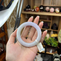Vòng tay thạch cẩm thiên nhiên Trắng pha Tím size 52.2 - có sớ đá an toàn - Trang sức phong thủy thời trang 2025