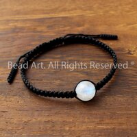 Vòng Tay Thắt Dây Đá Mặt Trăng Moonstone Tự Nhiên Ánh Cầu Vồng 10MM Loại A, Vòng Tay Đá Phong Thuỷ, Kim, Thuỷ S50