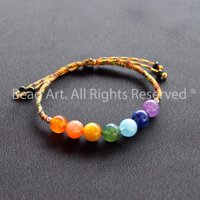 Vòng Tay Thắt Dây Ngũ Sắc 7 Luân Xa - 7 Loại Đá Phù Hợp Tất Cả Cung Mệnh, Vòng Tay Phong Thuỷ S38 - Bead Art - 17.1-18cm