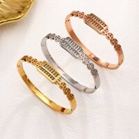 Vòng tay thép titan bàn tính vàng 18k Vòng tay bằng thép không gỉ đơn giản rỗng phù hợp