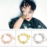 Vòng tay thép titan, vòng tay đảo ngược, vòng tay ngôi sao hòa bình, vòng tay Han, cùng kiểu dáng với G-Dragon, mạ vàng hồng, logo GD, unisex