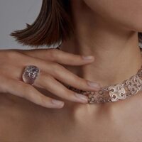 Vòng Tay Thiết Kế Niche-COC Tròn Hợp Kim Đồng Nhựa Handmade Nhẫn-Nữ Đơn Giản Pháp Retro Nhẫn