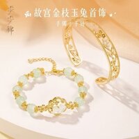 Vòng tay thỏ ngọc cành vàng văn hóa và sáng tạo, vòng tay, Chalcedony tự nhiên, món quà sinh nhật tinh tế cho bạn gái