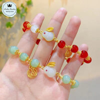 Vòng tay thỏ ngọc may mắn cho phụ nữ, charm thỏ chất lượng cao, vòng tay hạt ngọt ngào và sang trọng cho bạn bè thân thiết