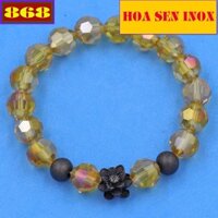 Vòng tay thủy tinh cắt giác 10 ly charm hoa sen đen VCFLGVDHSEHBE10