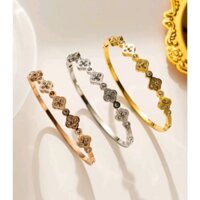 VÒNG TAY TITAN CỎ 4 LÁ ĐÍNH ĐÂ ( FREE SIZE 17CM , NI 54) - TITAN CHUẨN LOẠI 1 KO ĐENVÒNG TAY TITAN