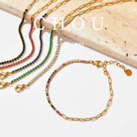 Vòng Tay Titan, Lắc Tay Titan Đính Đá Zircon Phối Xích | CHOU ACCESSORIES |