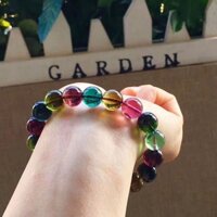 Vòng tay tourmaline chính hãng pha lê cao cầu vồng kẹo màu lucky wangfu ins model gift mother 2023.8.9