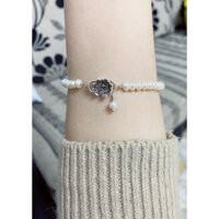 vòng tay trai nước ngọt tự nhiên bánh bao mix khóa charm bạc s925