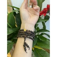 Vòng tay Trầm hương 108 hạt BẢO LIÊN HOA hạt 6 li không tẩm không ghép charm VÀNG 18K