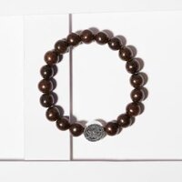 Vòng Tay Trầm Hương Charm Bạc 925 Bánh Xe Pháp Luân Phong Thủy Udumbara