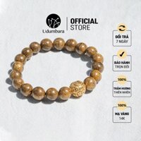 Vòng tay trầm hương charm tài lộc mạ vàng phong thủy Udum