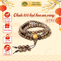 Vòng tay trầm hương chuỗi 108 hạt charm hoa sen đeo tay nam nữ phong thuỷ may mắn tài lộc