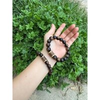 Vòng tay trầm hương đốt trúc bọc mạ vàng