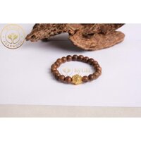 Vòng Tay Trầm Hương Kỳ Gia Phối Charm Chữ Phạn Mạ Vàng Cao Cấp, Chuẩn Tự Nhiên
