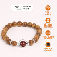 Vòng tay Trầm Hương Lục Tú Bảo Trầm - Charm bạc 925 Lục Giác mix Đá Phong Thủy - Trầm Tốc Lào - Thiên Mộc Hương - Thạch Anh Tóc Đỏ
