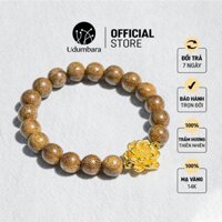 Vòng tay trầm hương nữ charm bạc 925 sen mạ vàng tự nhiên phong thủy Udum