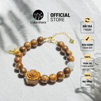 Vòng tay trầm hương nữ hoa hồng linh lan mạ vàng phong thủy Udum