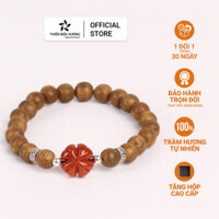 Vòng tay Trầm Hương Tứ Diệp Bảo - Charm bạc 925 và đá phong thủy - Trầm Tốc Lào - Thiên Mộc Hương - Cẩm Thạch Xanh