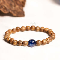 Vòng tay Trầm Hương tự nhiên Bảo Mệnh Trầm - Bình yên, hạnh phúc - Trầm Tốc Lào -Thiên Mộc Hương - Saphire,8mm