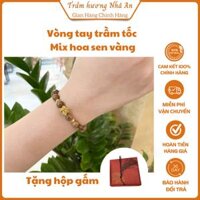 Vòng tay trầm nam nữ unisex thiết kế mix đá bông sen vàng đem lại sự bình an, an nhiên trong cuộc sống