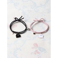 Vòng tay từ tính ba người ma đen trắng, quà tặng cho bạn thân, cặp đôi, dây thun nhỏ, phiên bản Hàn Quốc cho ngày lễ tình nhân