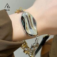 Vòng tay tua rua lúa mì SKJK, Dây chuyền tua rua dài kim loại sang trọng nhẹ phóng đại, Cảm giác tiên tiến thanh lịch Hình học không đều Màu bạc vàng Vòng tay thiết kế hình chiếc lá Cô gái