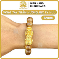 Vòng tay tỳ hưu đồng phong thủy trầm hương HÀ XÁ đeo tay cặp đôi nam nữ may mắn tài lộc - 12li cho nam và nữ - tròn đơn mix tỳ hưu