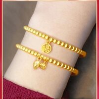 Vòng tay vàng Năm cổ điển Vòng tay nhân vật bông sen vàng nguyên chất#黄金手链年经典纯金莲蓬福字手串