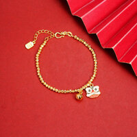 Vòng tay vàng sa thạch Việt Nam thời thượng cổ điển nhỏ giọt dầu sư tử đánh thức chuông đính cườm trang sức trang sức sang trọng nhẹ nhàng lâu dài không phai màu PORB