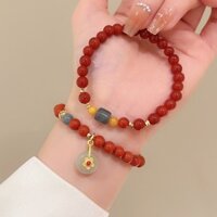 Vòng tay vòng tay mã não đỏ Phương Nam tự nhiên với khóa an toàn bầu đàn hồi cho nữ