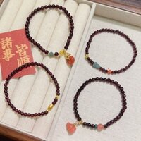 Vòng tay vòng tay ngọc hồng lựu tự nhiên với nguồn Muối khóa an toàn bầu bầu đàn hồi kết cườm kiểu nữ