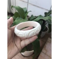 Vòng tay Xương Mỹ Nghệ chạm Rồng - Màu Ngà 25mm