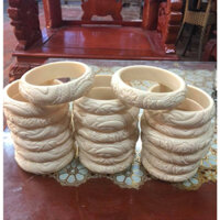 Vòng tay xương mỹ nghệ chạm rồng màu ngà bản to, size to - Dugi Store