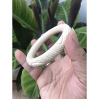 Vòng tay Xương Mỹ Nghệ chạm Song Long - Màu Ngà 12mm
