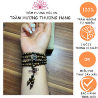 Vòng tay/chuỗi hạt bằng trầm hương 6ly 108hat mix charm chữ vạn-Tài lộc bình an và may mắn.