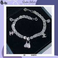 Vòng tay/Lắc tay bạc ta, bạc S925 Quiin - Lắc dây phụng hình túi xách chữ X dành cho nữ 0489V