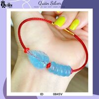 Vòng tay/Lắc tay phong thủy Quiin - Hình hồ ly chúa mix ngũ điếu đá phong thủy màu xanh a q u a dành cho nữ 0845V