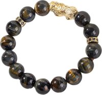 Vòng thạch anh mắt hổ phối tỳ hưu bạc mạ vàng 24K Ngọc Quý Gemstones