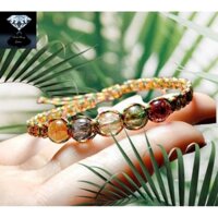Vòng thạch anh tóc ngũ hành tết dây chỉ ngũ sắc may mắn Kính Hồng Gems