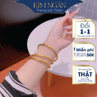 Vòng titan nữ -Loại trơn -KHÔNG KHÓA -không gỉ mạ vàng lắc tay nữ mạ vàng tròn trơn basic trang sức titan Kim Ngân