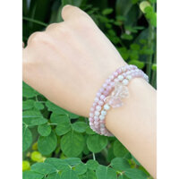 Vòng tourmaline hồng nhí quấn 3 phối nơ fluorite