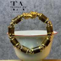 Vòng Trầm Hương Đốt Trúc Bọc Vàng Kèm Tỳ Hưu Chiêu Tài Lộc - TRƯỜNG AN TRẦM HƯƠNG