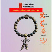 Vòng trầm nữ đeo tay size hạt 8mm Trầm Hương Minh Đạt Vòng trầm đơn mix hoa sen