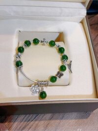 Vòng trang sức bạc 925, đá (thạch anh hồng, thạch anh tím, moon stone, ngọc bích, tóc xanh) mix charm bạc