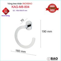 Vòng treo khăn Inox Bảo KAG-M8-804, máng treo khăn khô bồn tắm đứng SUS304 dập khuôn thiết kế tuyệt đẹp tiện dụng