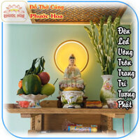 Vòng tròn đèn led trang trí tiểu cảnh, decor tượng - màu vàng - Đồ thờ cúng  Phước Hoa VHMART