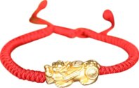 Vòng Tỳ Hưu Bạc Bọc Vàng 24K Kết Dây Đỏ Ngọc Quý Gemstones